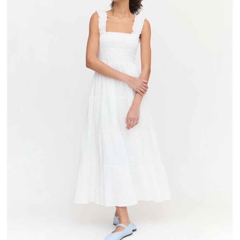 Hill House The Kimmy Nap Dress - White Linear Swiss Dot